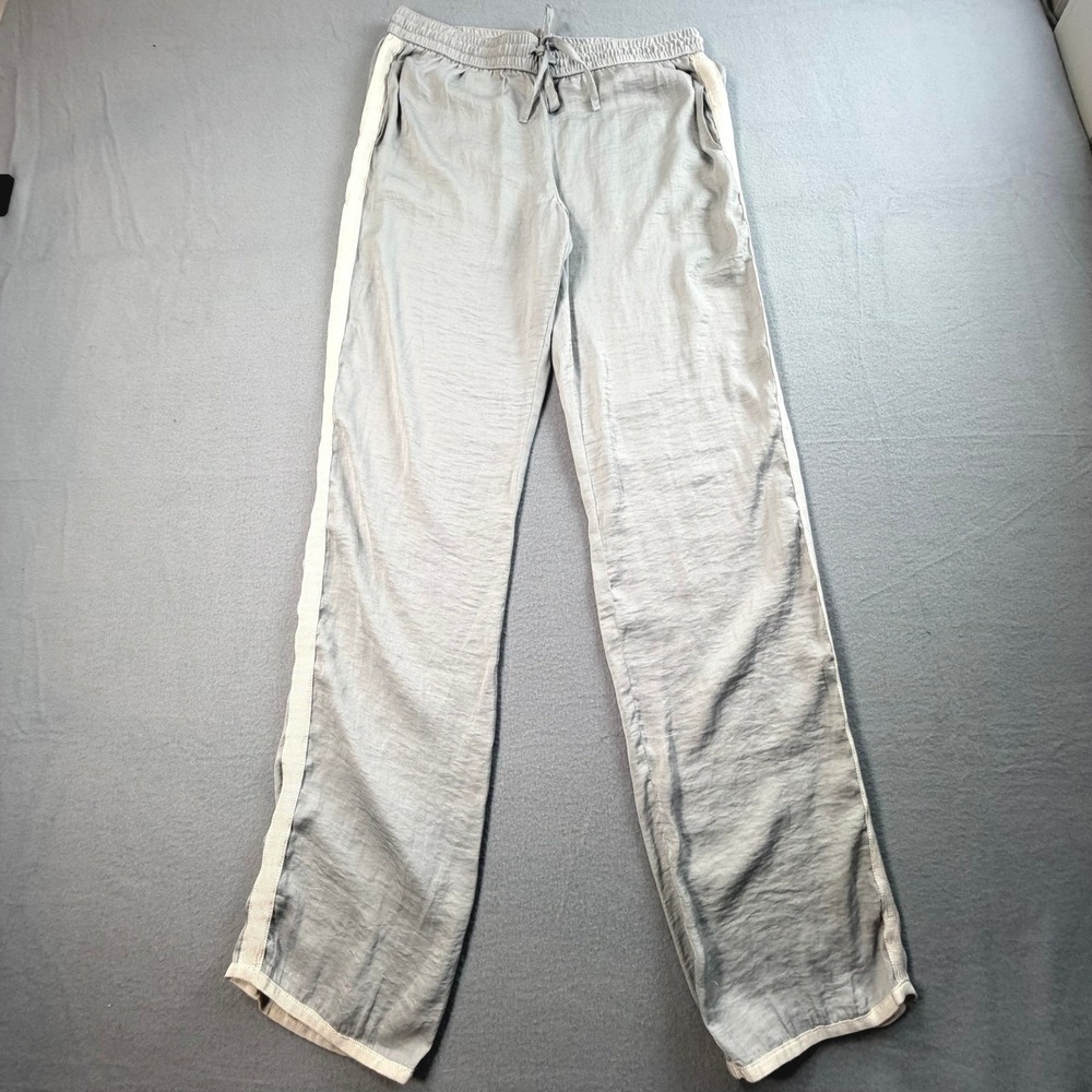 Aerie Gray Lounge Pants XS Satin Side Stripe Jogger Sporty Minimalist Chic - Picture 3 of 11